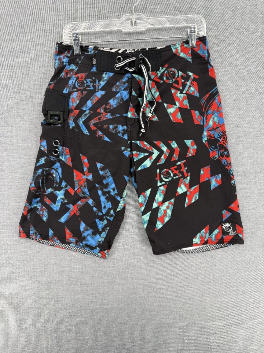 Lost Enterprises Board Shorts Mens 30 10" Skull Wings Swim Trunks Grunge Y2K